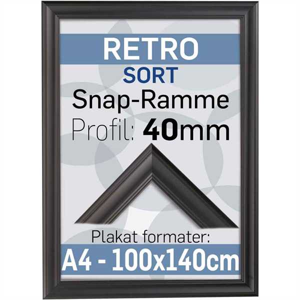 Retro plakatramme - Sort - 42 x 59,4 cm A2